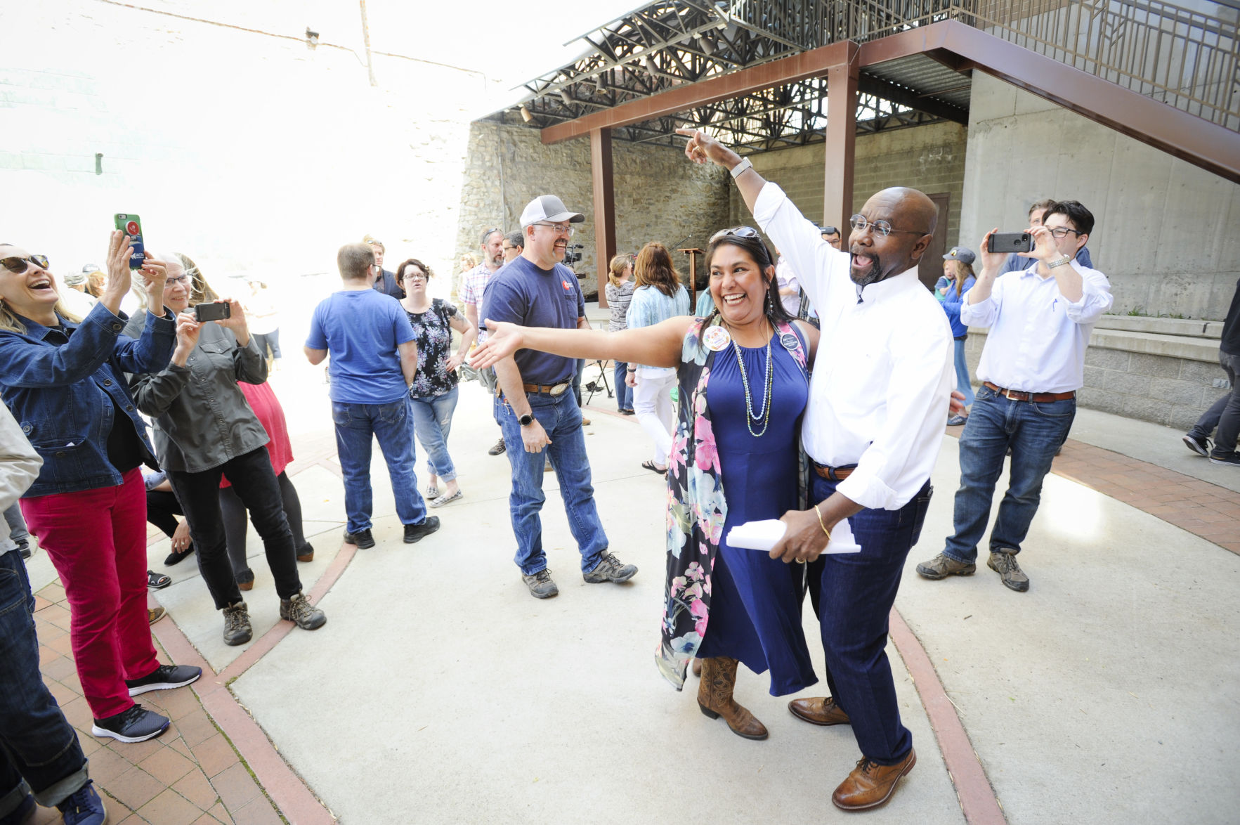 Helena Mayor Wilmot Collins greets supporters Monday